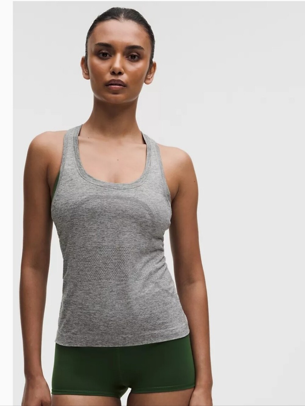 Swiftly Tech Racerback Tank Top Waist length "You Race You" Slate, Size 6